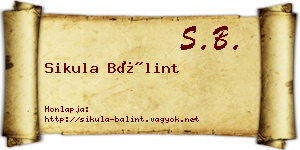 Sikula Bálint névjegykártya